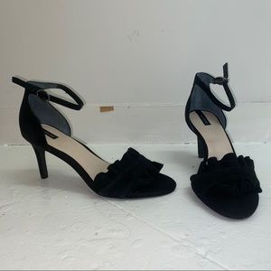 Alfani Black Suede Stiletto Heels with Ruffles